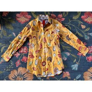 NWT Tizzie Festive Food Themed Button-Down Shirt Size Large